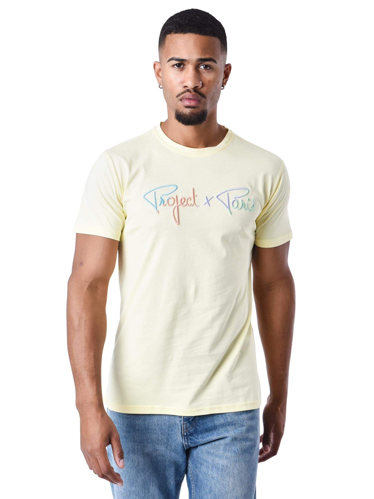 T-shirt Project X Paris Amarillo 65% Coton 35% Polyester Confort Homme Taille XS