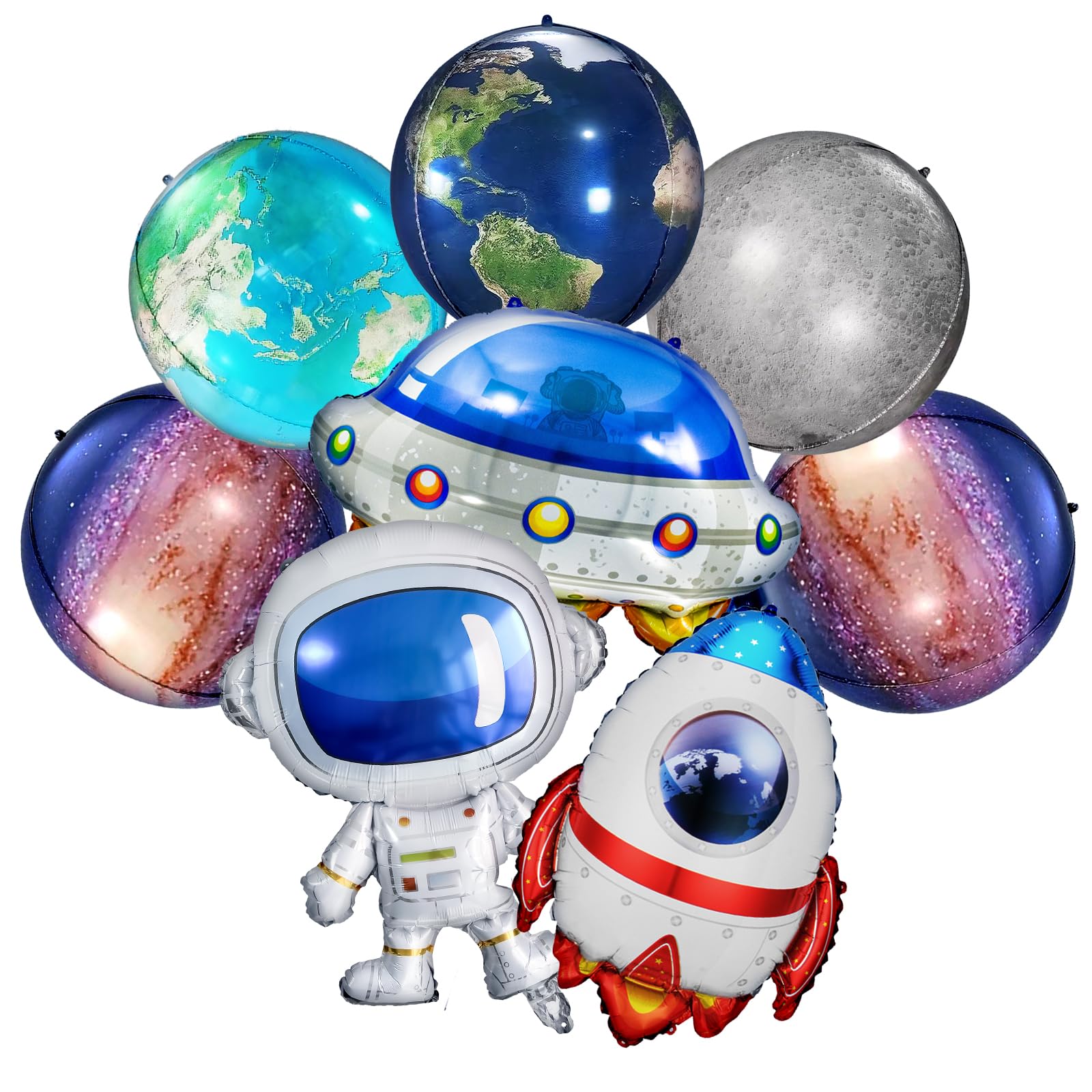 Galaxy Space Balloons, 8Pcs Planet Balloons Outer Space Astronaut Rocket Spaceship Balloon for Planet Themed Kids Birthday Party Supplies