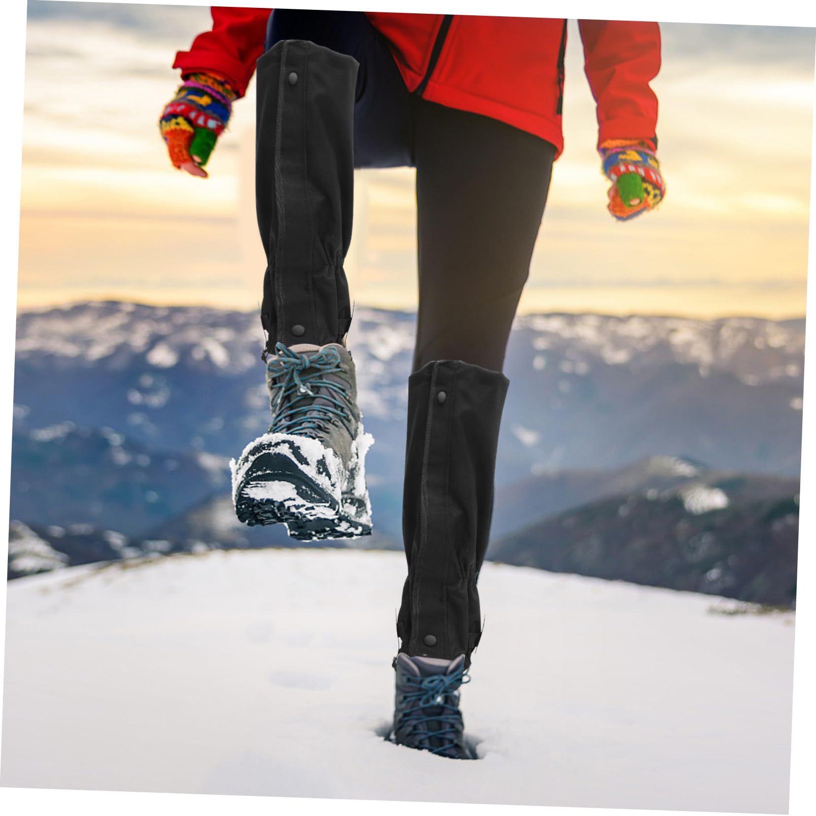 Sanddichtes Bergsteigerschuhwerk Legging Gamasche hohe Gamaschen Outdoor-Wadenärmel Schnee Schuh Gamaschen Kletterbeinschützer Gamaschen für Wanderschuhe Oxford-Stoff Black