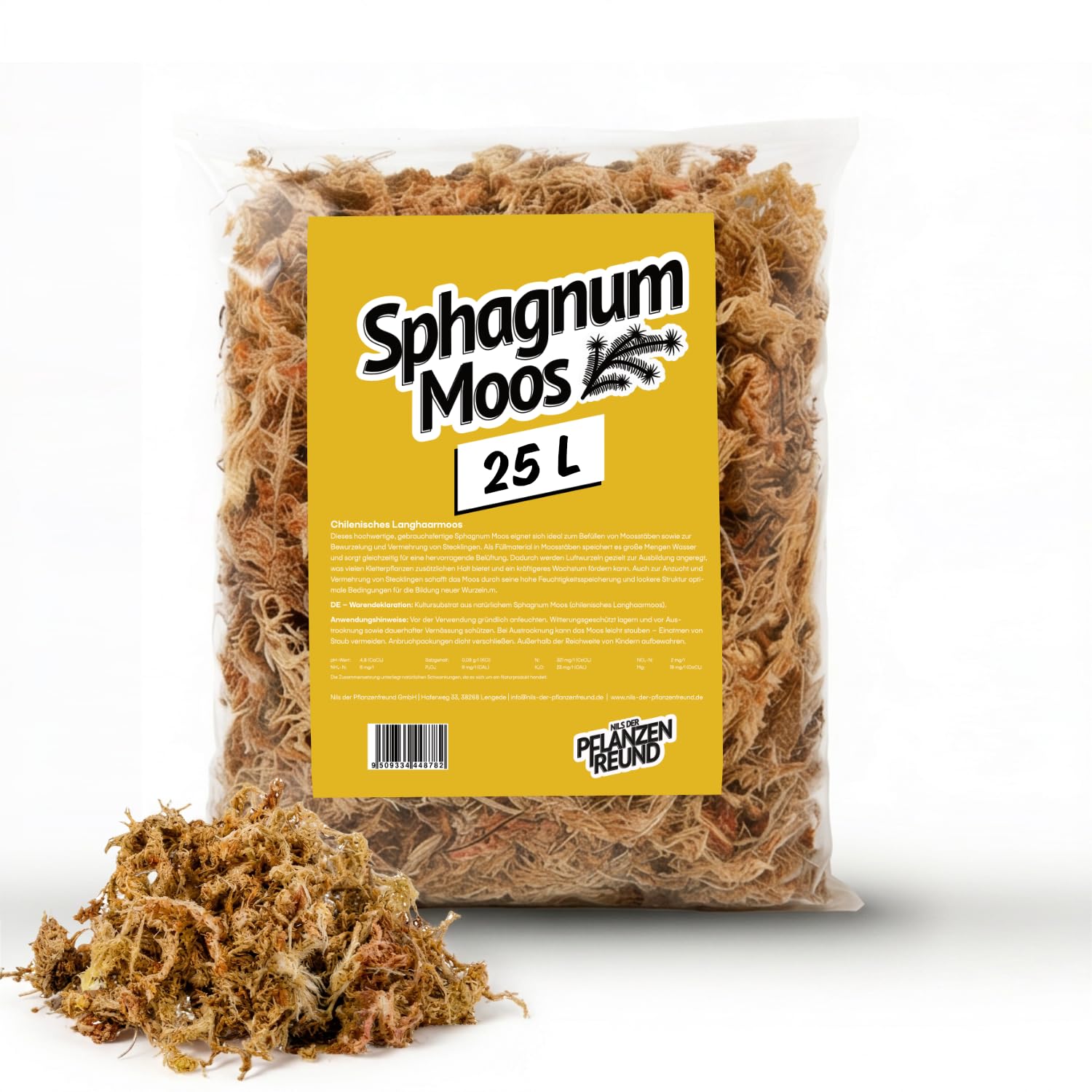 Sphagnum Moos (25 L) – Hochwertiges Naturmoos für Terrarien, Pflanzen & Orchideen, Premium Langhaar-Moos für Feuchtigkeitsspeicherung & Dekoration aus Chile