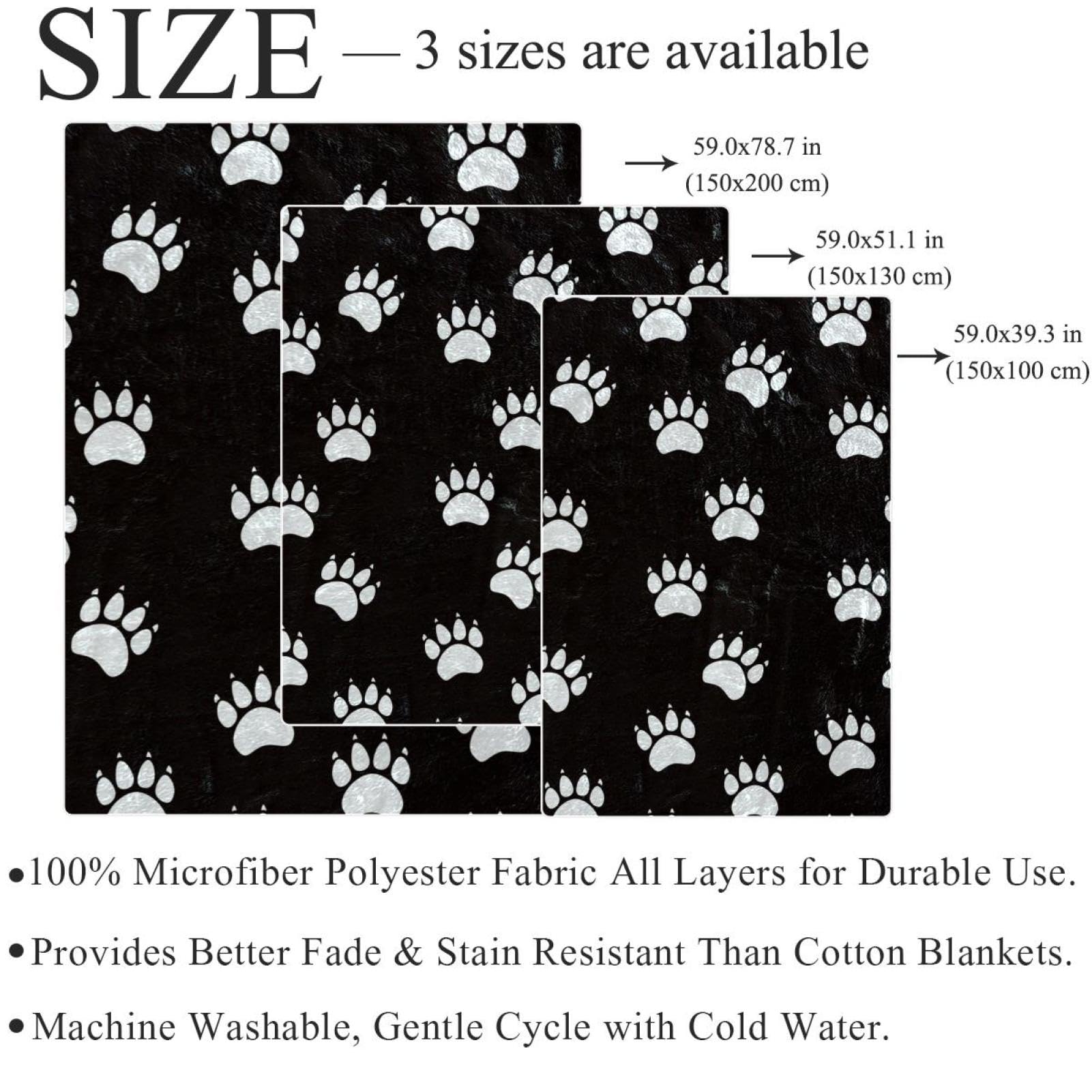 Couverture Polaire Patte De Chien Couverture De Canapé Couverture De Lit pour Chambre Salon Bureau 150×200cm