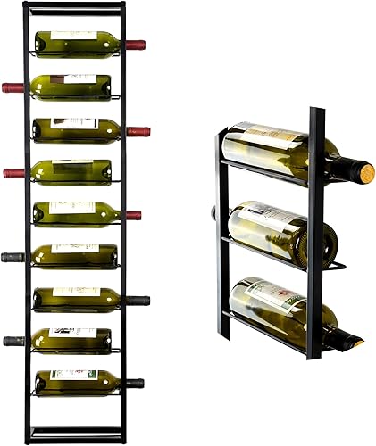 YANGSHUO Soporte de pared para 10 botellas de vino (hierro4 pies) organizador de vino Morden para almacenamiento de vino para cocina, comedor, bar