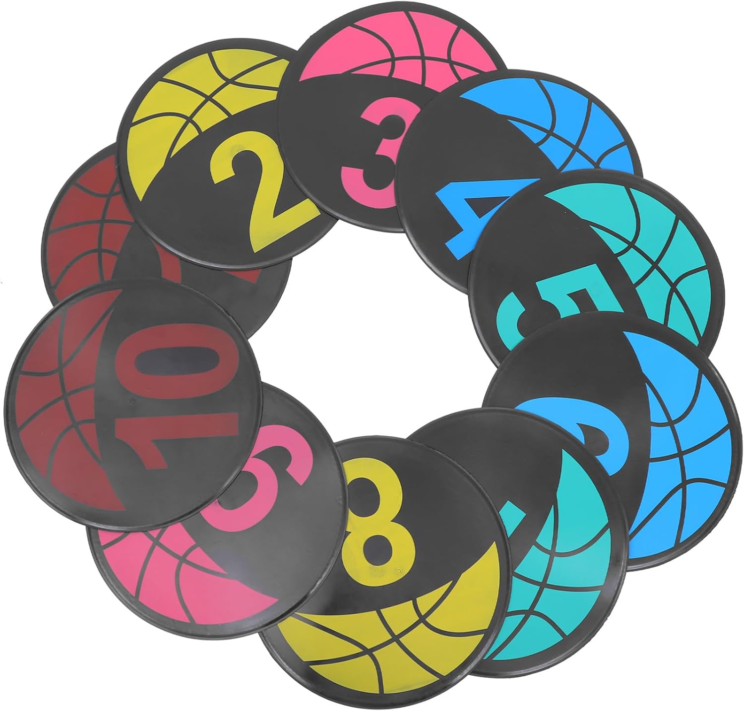 Happyyami 1 Set Digital Logo Plate Poly Vinyl Sport Markers Court Marker Agility Sign Pad Basketball Training