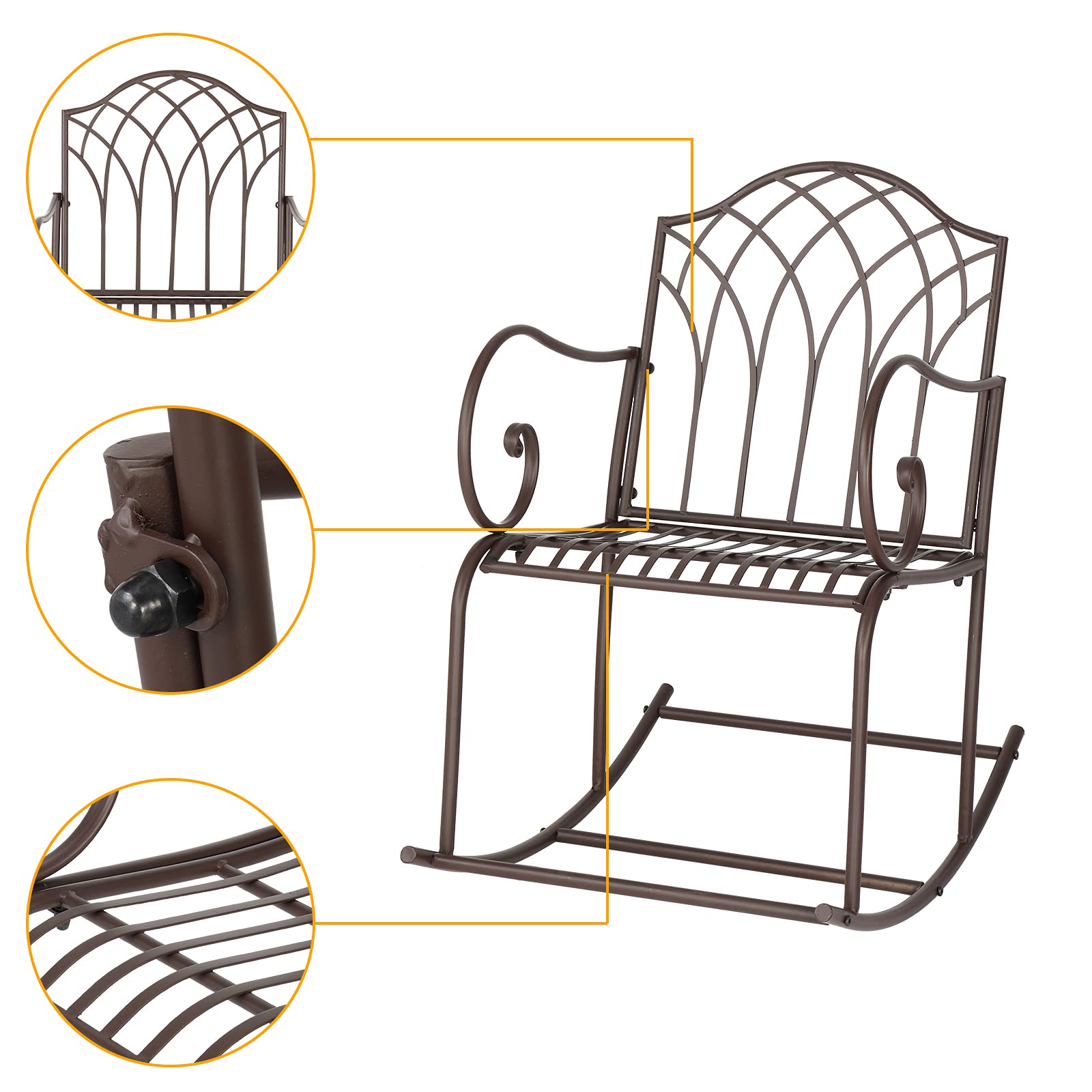 gt4-ly Brown Paint Rhombus Shape Outdoor Park Leisure Iron Rocking  Chair.Suitable for terraces, porches, lawns or Gardens : Buy Online at Best  Price in KSA - Souq is now Amazon.sa: Patio, Lawn