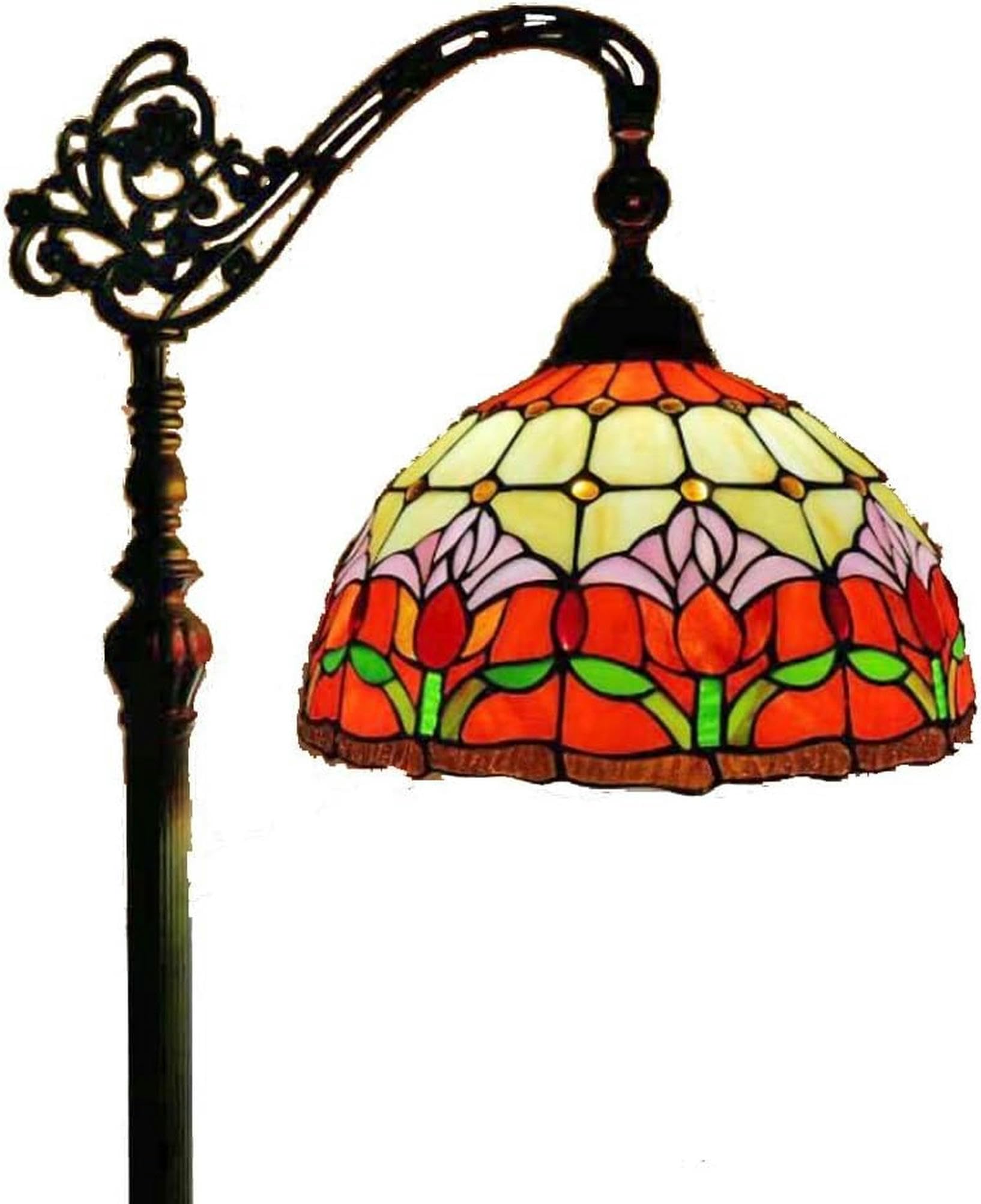 Lámparas de pie arqueadas con vidrieras y diseño floral uplighter decorativo