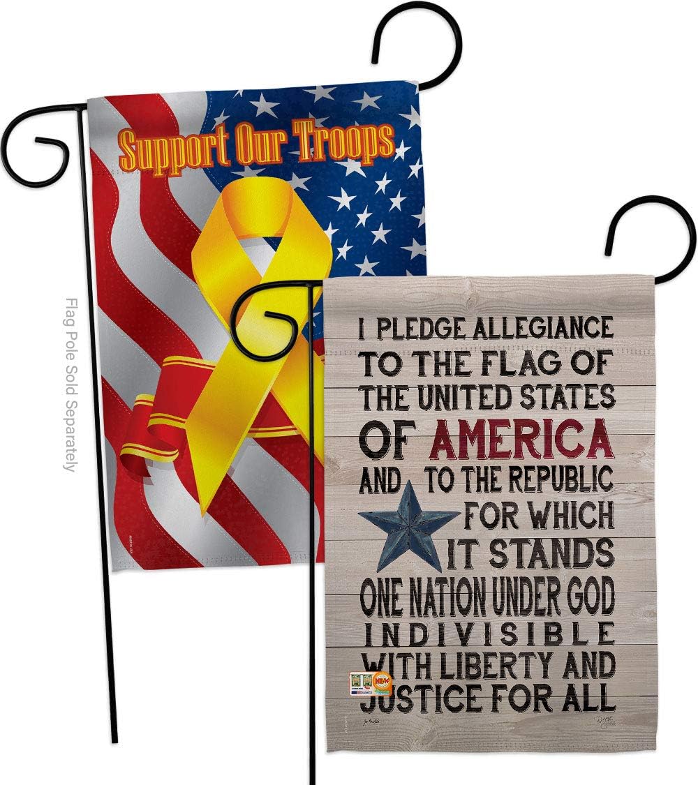Breeze Decor GP111085-BOAF Pledge of Allegiance Americana Patriotic Decorative Vertical Garden Flags Pack, 13"x 18.5", Multi-Color