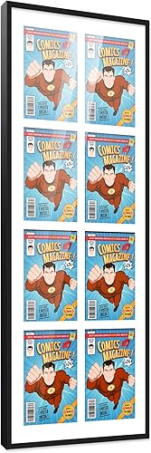 Miniatura 119 de Poster Palooza Marco de cómic con paspartú para 4 cómics de la era actual publicado después de 1985, marco de cómic negro para cómics de 6.875 x