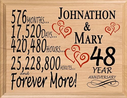 Miniatura 54 de Placa de regalo personalizada para el primer aniversario, regalo de boda para esposa, marido, pareja, él, ella, madera maciza, fabricado en los