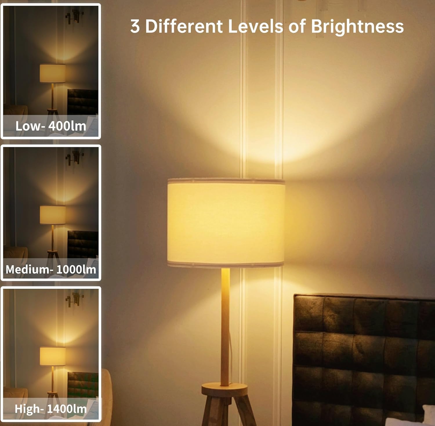 VVH 3-Way LED Light Bulb 3/7/10W - 30/70/100W Equivalent Warm White 2700K, A19 E26 Base Three Way Light Bulbs for Reading, Table & Floor Lamps | 3-Level Dimmable Indoor Bulbs(4-Pack)