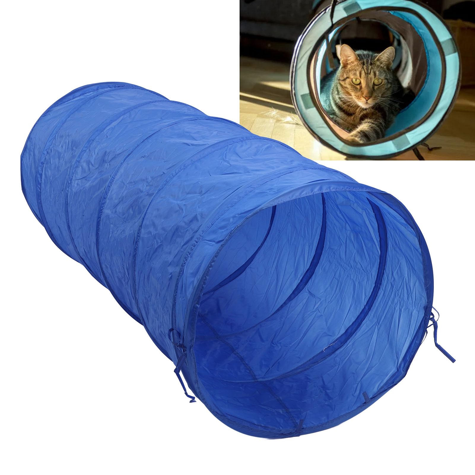Agility-Tunnel für Hunde, Robuster, Zusammenklappbarer Spieltunnel für Training und Übungen, Tragbar, 60 X 150 cm, Blau, für Outdoor-Aktivitäten
