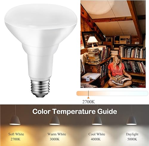 Miniatura 6 de Energetic BR30 Bombilla LED empotrable, 11 W  75 W, 2700 K blanco suave, 900 lm, bombilla de techo regulable para latas, CRI85+, certificación UL,