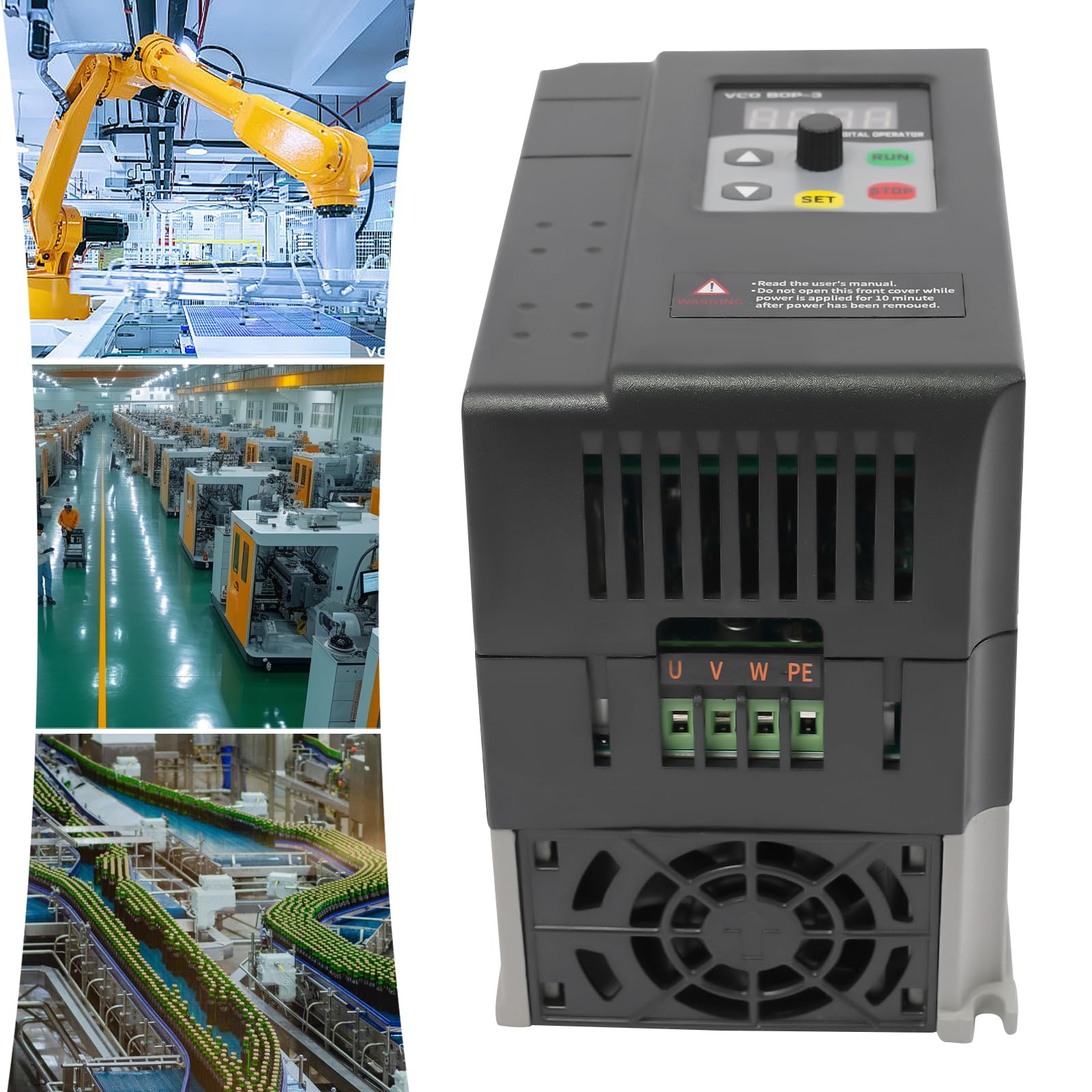 Inversor de frecuencia de 2,2 kW, 3 PH, 380 V, para motor de husillo, regulación de velocidad (entrada de 1 fase y salida de 3 fases), para ventiladores, bombas de agua, máquinas de carpintería
