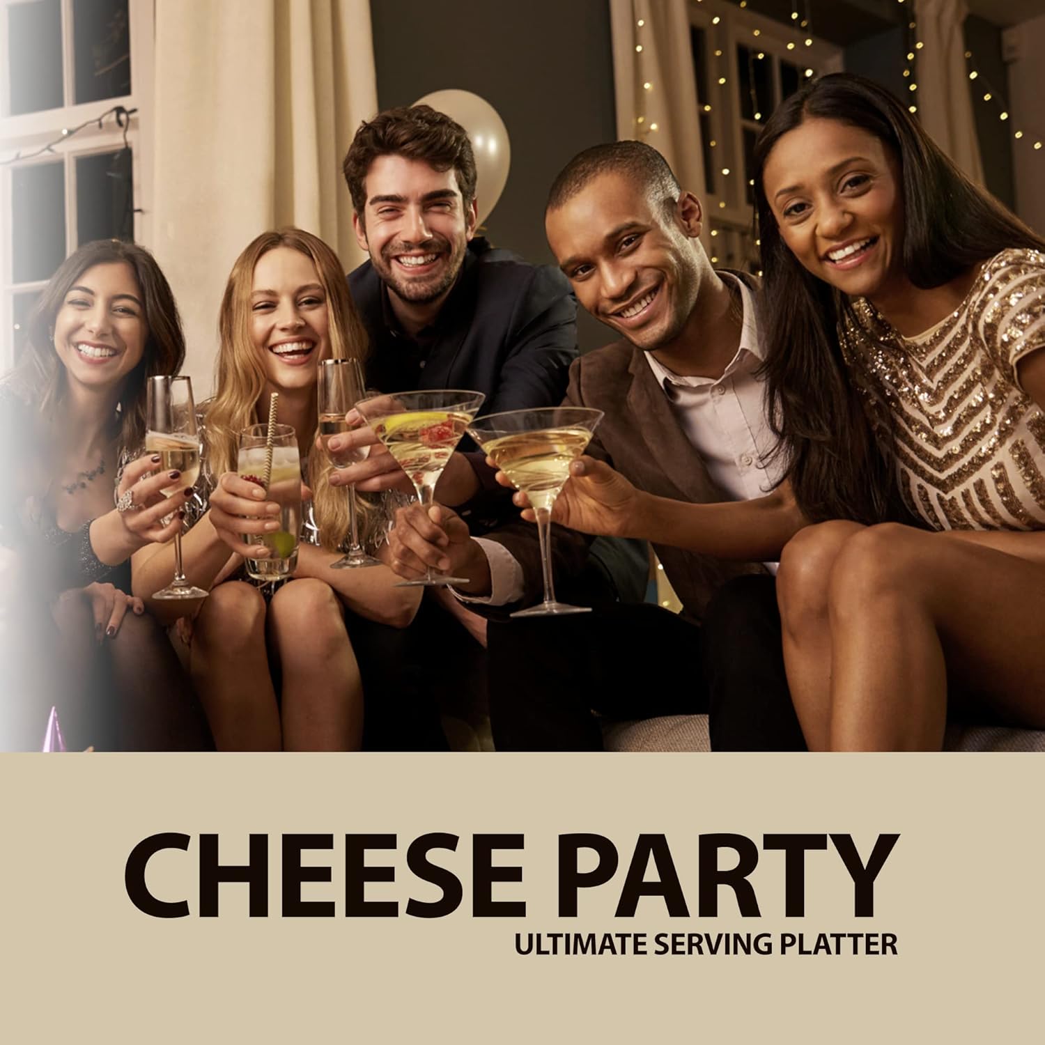 Cheese Board Set - Wooden Serving Platter, Cheese Cutting Board & Cheese Knife Set, Charcuterie Accessories, Unique for Housewarming, Party Hosting Essentials