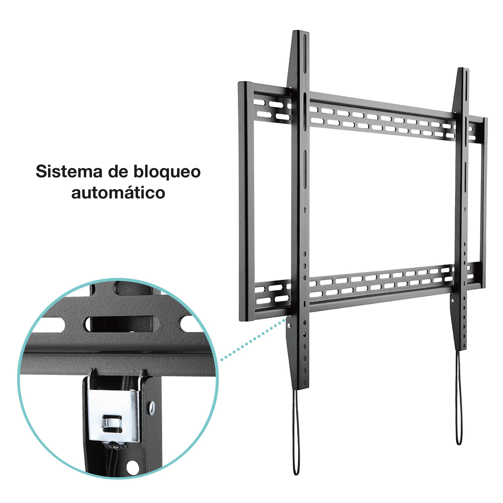Holmios Soporte TV Fijo 60 Pulgadas -100 Pulgadas | hasta 100kg | Ultra Fino | VESA MAX 900x600 | Sistema de Bloqueo automático