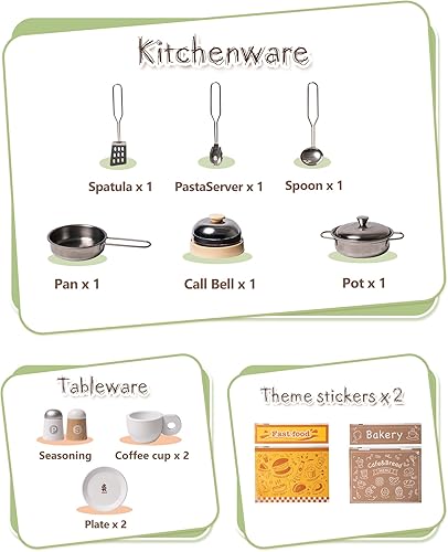 Miniatura 4 de ROBUD Montessori - Juego de cocina de madera para niños con temas personalizables, juguete de cocina para niños pequeños con pizarra creativa de