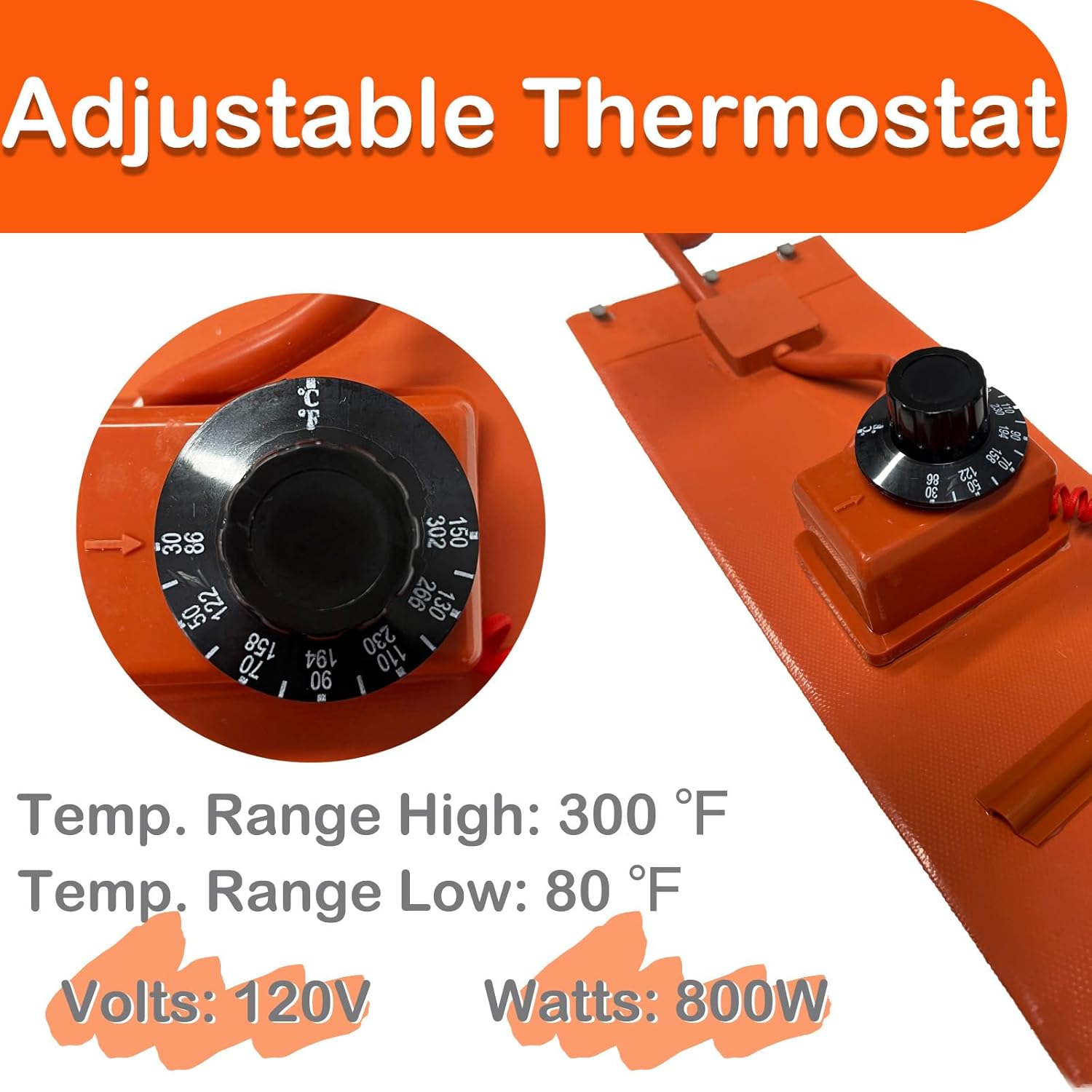 5 Gallon Bucket Heater, Steel Drum Barrel Heater Band Pad 5gal Kit with Thermostat for Metal Bucket Oil Lube Water 120 Volt 800 Watt