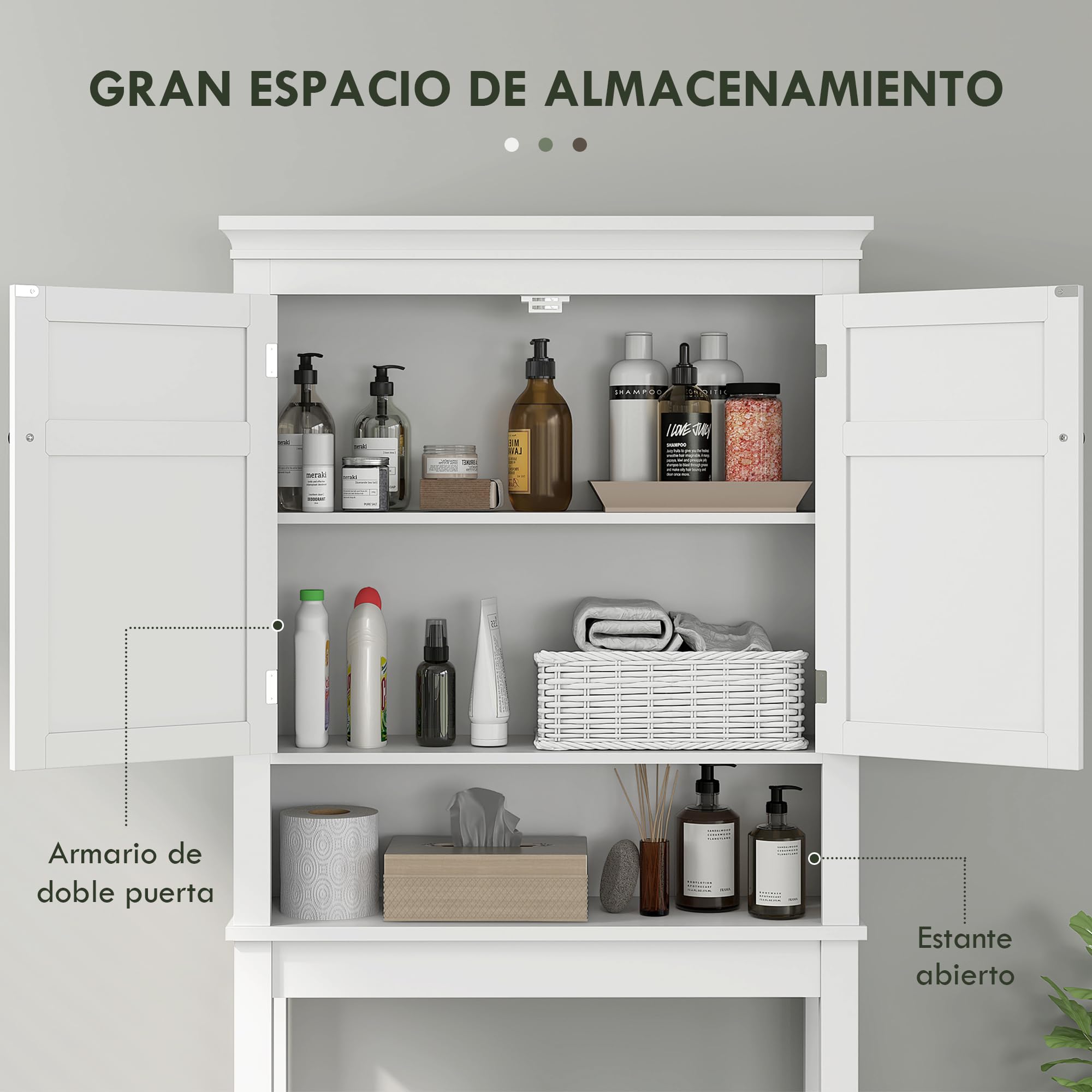 HOMCOM Mueble sobre Inodoro Armario para Lavadora 70x20x175 cm Blanco