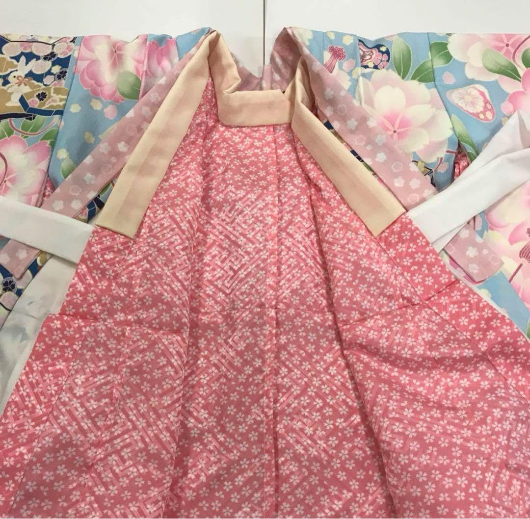 ‼️特価‼️舞妓　水色着物　八重桜　紫ピンク　だらり帯　テリア　うさぎ　ポンポネット Amazon.co.jp: 七五三 舞妓① だらり帯 ポンポネット 7歳女の子着物