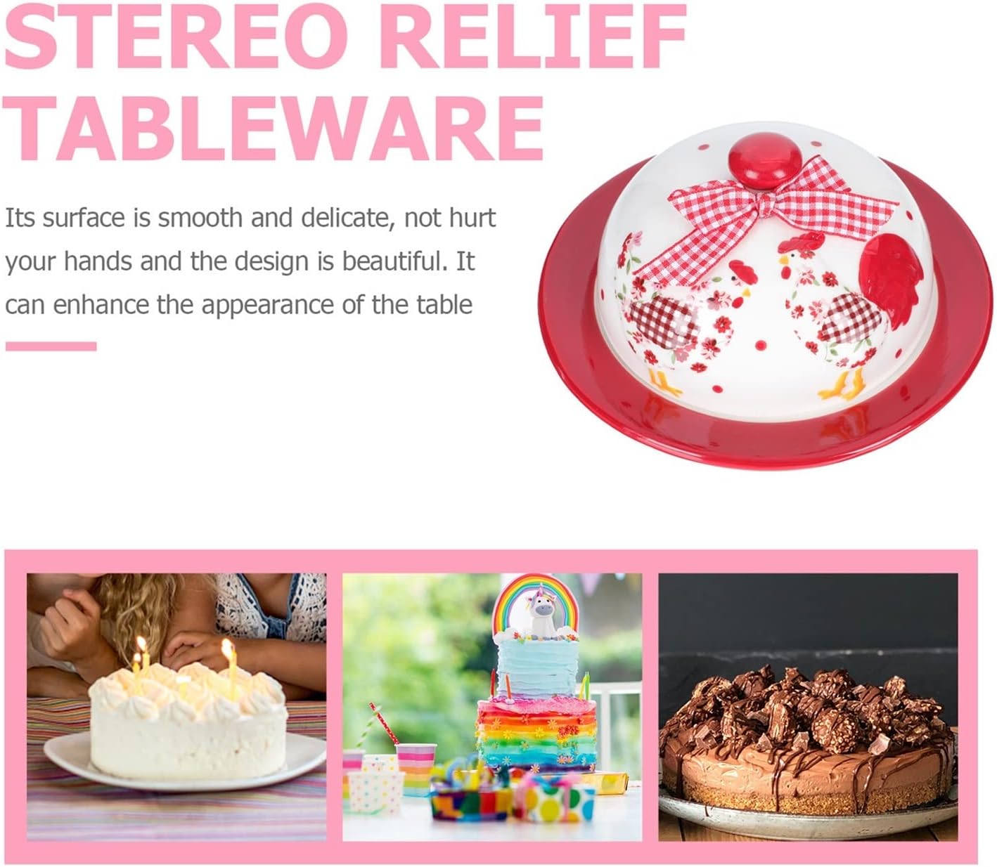 Butter Dishes Practical Ceramic Plate Butter Plate Ceramic Butter Plate Food Serving Dish 1 Set Butter Container (Color : Red Plate Size : 16.7x16.7cm)