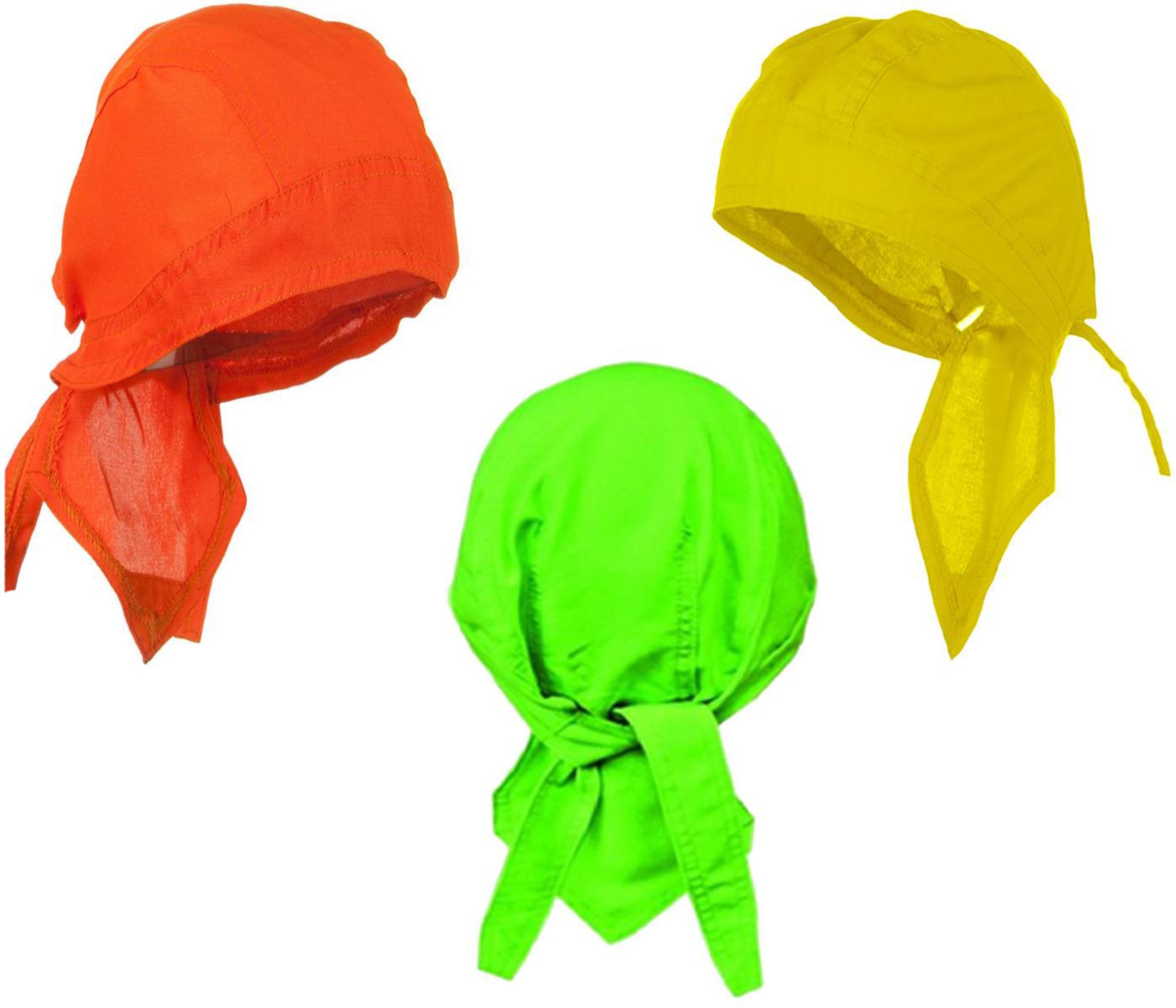 Buy Caps and Hats Doo Rag Set Assorted Bandana Headwrap Skull Cap Orange Yellow Lime Green