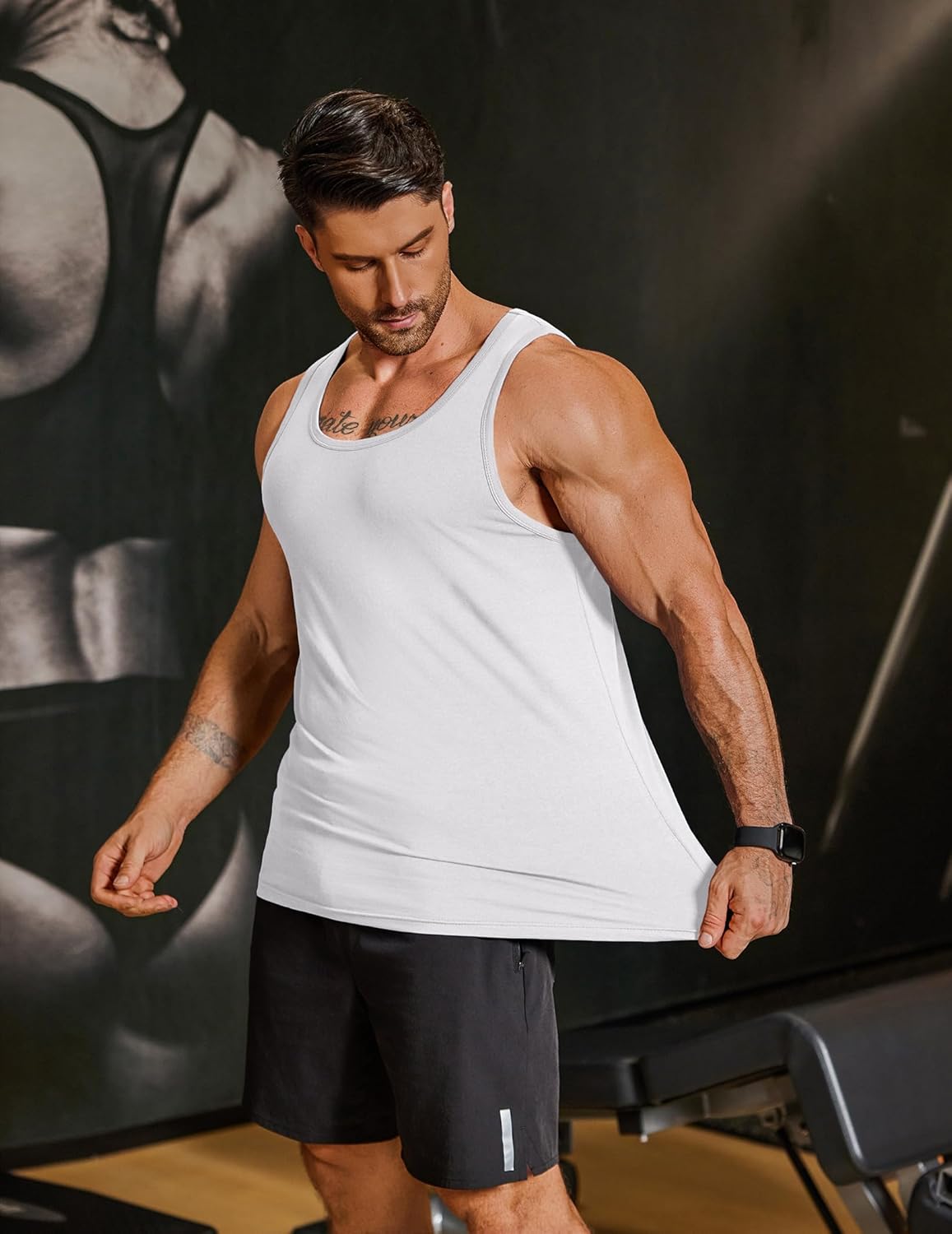 COOFANDY Mens Cotton Tank Tops Workout Summer Sleeveless Muscle Gym Shirts Athletic Beach Tee Shirt Pack - Image 3