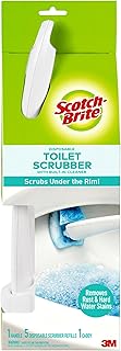 Scotch-Brite Disposable Toilet Scrubber Starter Kit, Disposable Refills with Built-In Bleach Alternative, Includes 1 Handle, Storage Caddy and 5 Refills