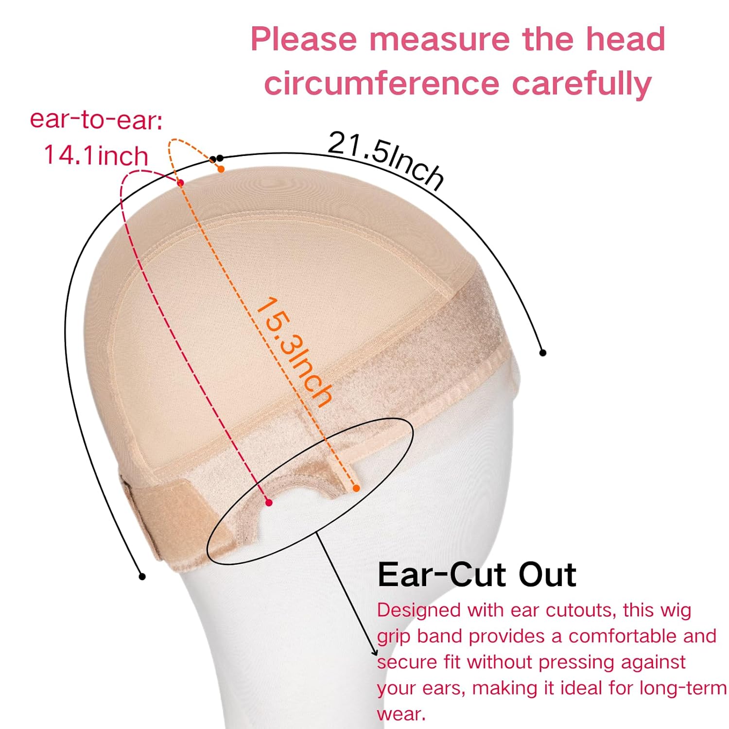 Isshin Beauty Wig Grip Cap Women Adjustable: Wig Gripper with Ear-Cutouts Natural Lace Edge - Gluless Non Slip-Off Band with Velcro No-Headache Comfortable Breathable (LightBrown)