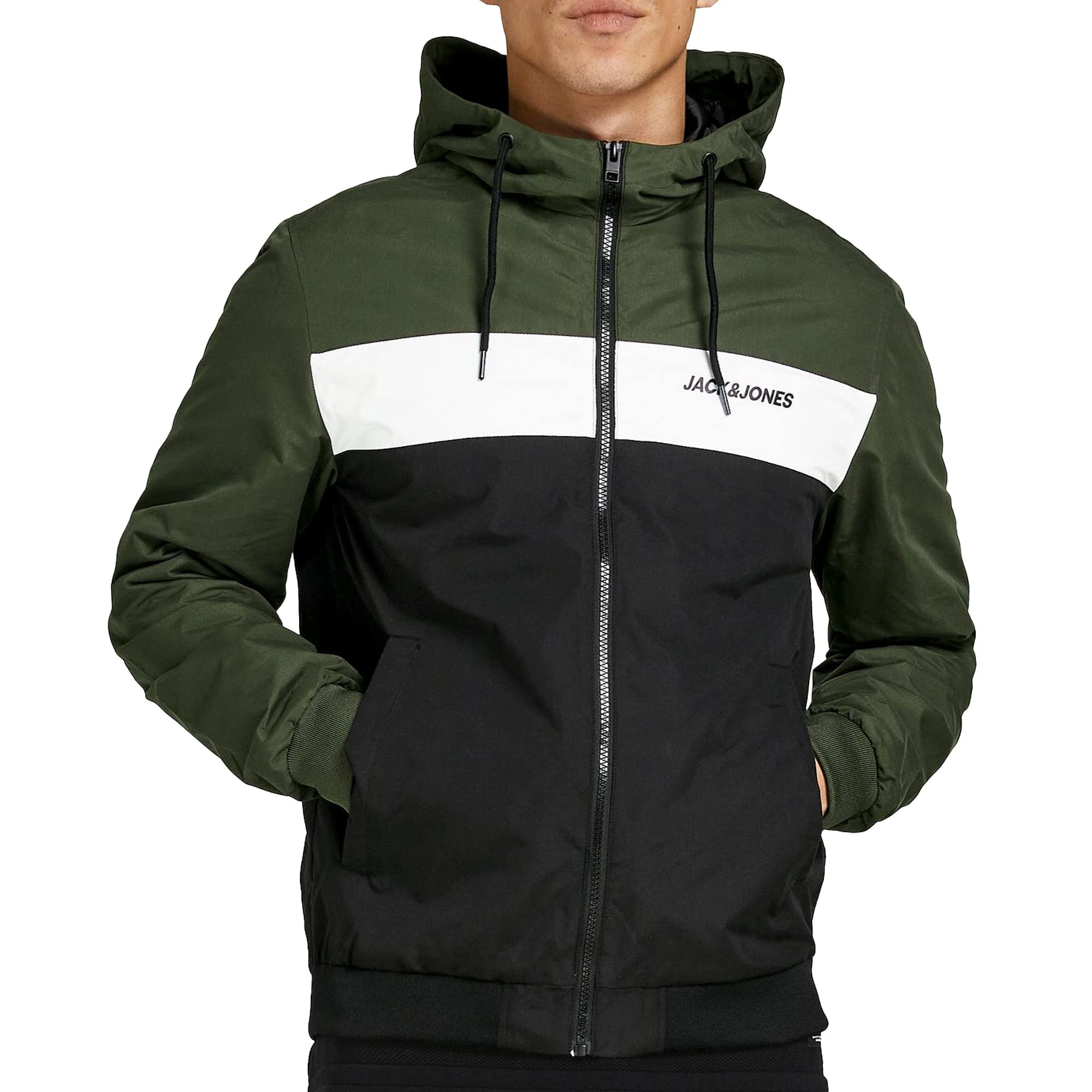 JACK & JONES mens Jjerush Blocking Hood Bomber-Noos Otw Bomber