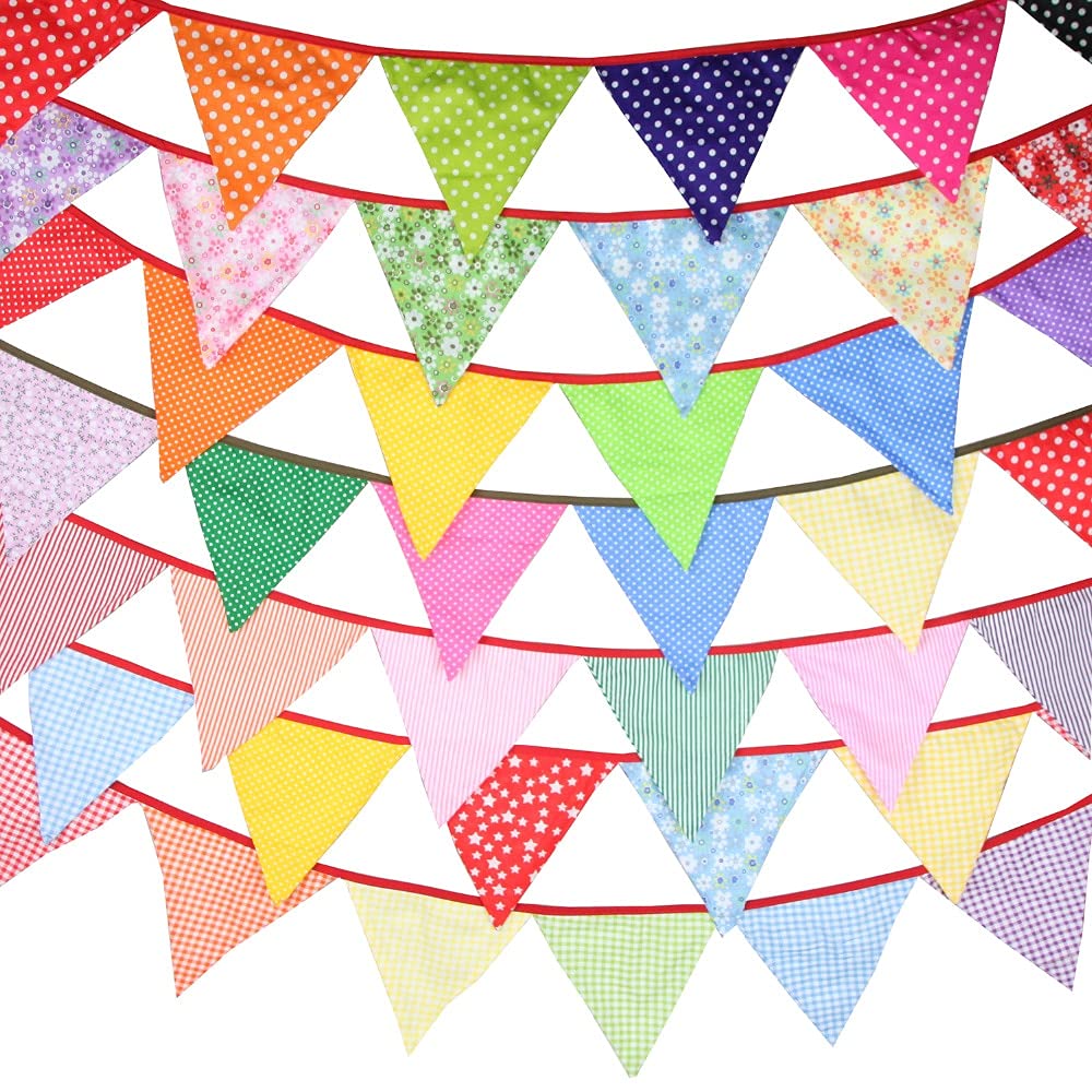 Die Herbstflagge, Wimpelkette aus Stoff mit Regenbogen-Aufdruck, 12 Stück, 3,2 m, mehrfarbig, Party-Dekoration(No077)