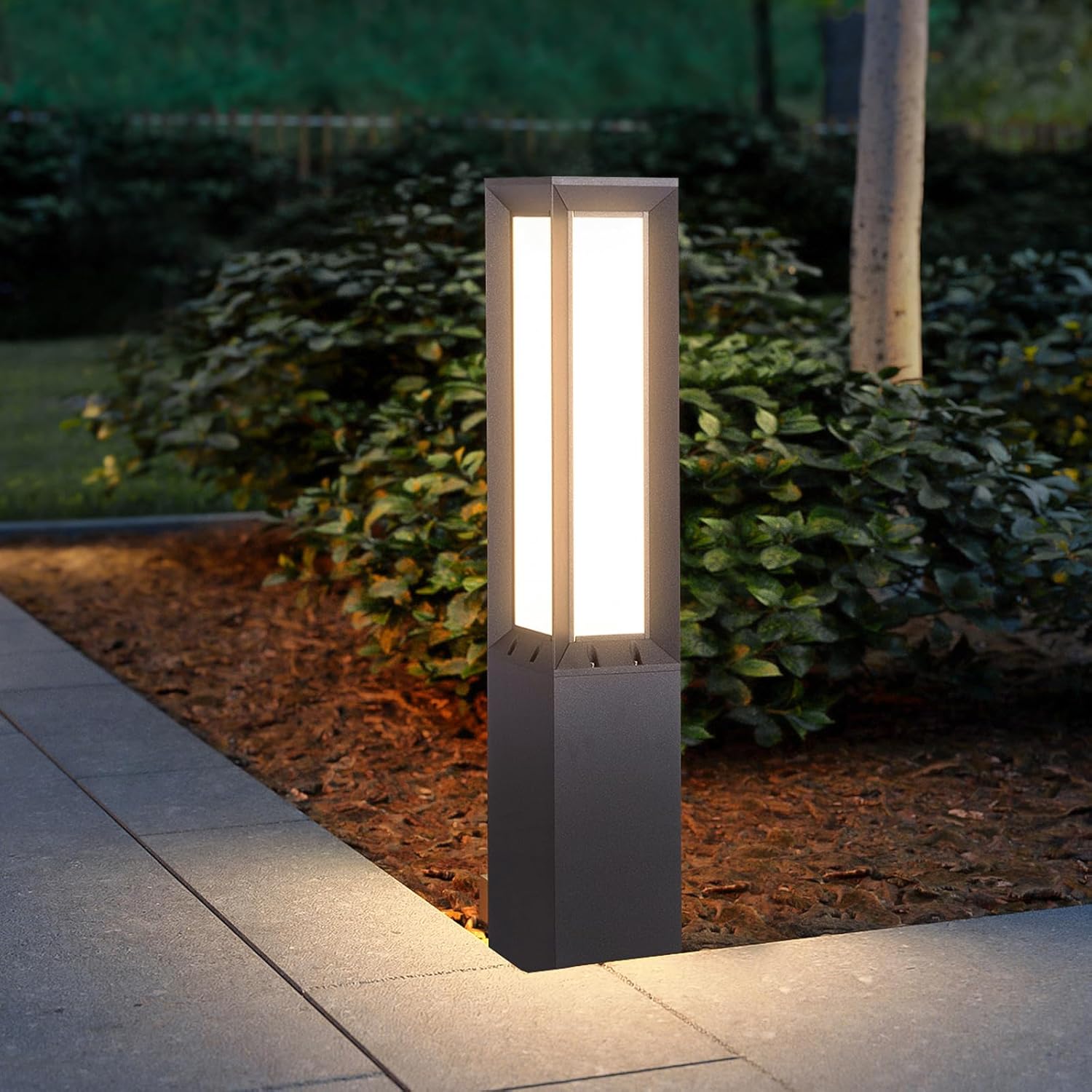 Solar Landscape Path Light, 32Inch Outdoor Solar Pathway Light IP65 Waterproof Garden Floor Lamp Modern Walkway Lights 3000K LED Bollard Lighting for Lawn Driveway Patio Yard Decoration Solar Powered 5.9" x 5.9" x 31.5"