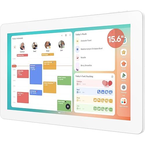 Cozyla Digital Calendar+ 2: 15.6'' Wall Planner Touch Screen Chore Chart Customize Dashboard Smart Electronic Calendar for Family Schedules Meal Planner Support App Store with Stand White