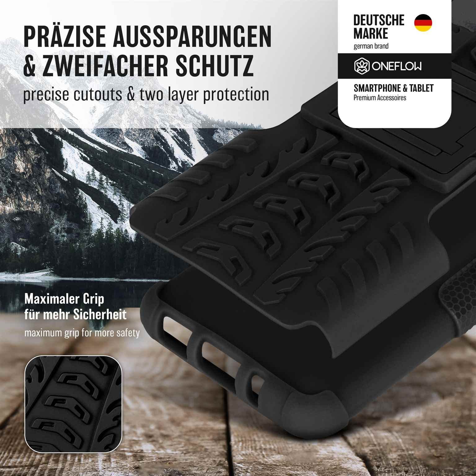 OneFlow Custodia Blindata Antiurto Per IPhone 7 Plus/8 Plus – Protezione 360° Con Supporto Pieghevole E Bordi Rialzati, Colore Nero