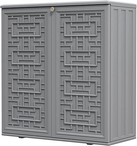 Vista 8 de HOMSPARK Armario de almacenamiento de resina mediana impermeable, caja de cubierta de 60 galones para interiores y exteriores para herramientas