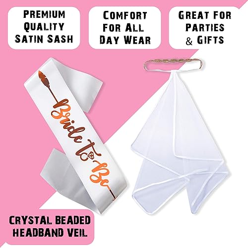 Miniatura 2 de Bride to Be - Juego de velo de diadema bohemio con cuentas de cristal perfecto para decoraciones de despedida de soltera, despedidas de soltera,