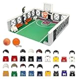 Basketball Court Building Block Set, with 18 Sport Figures, Compatible with Lego 853792 Accessory, Basketball Accessory with Solt Can Be Held, Bench, Hoop, for Basketball Fans