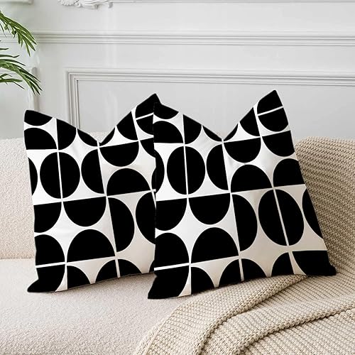 Miniatura 2 de Fundas de almohada negras de mediados de siglo de los años 70 y 80, fundas de almohada retro, fundas de almohada Morden geométricas abstractas