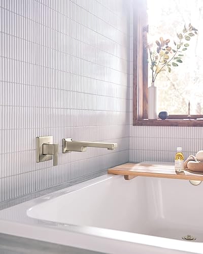 Miniatura 12 de Moen WTS911BN - Grifo de bañera de alto flujo de 90 grados con alcance de boquilla de 10 pulgadas, níquel cepillado