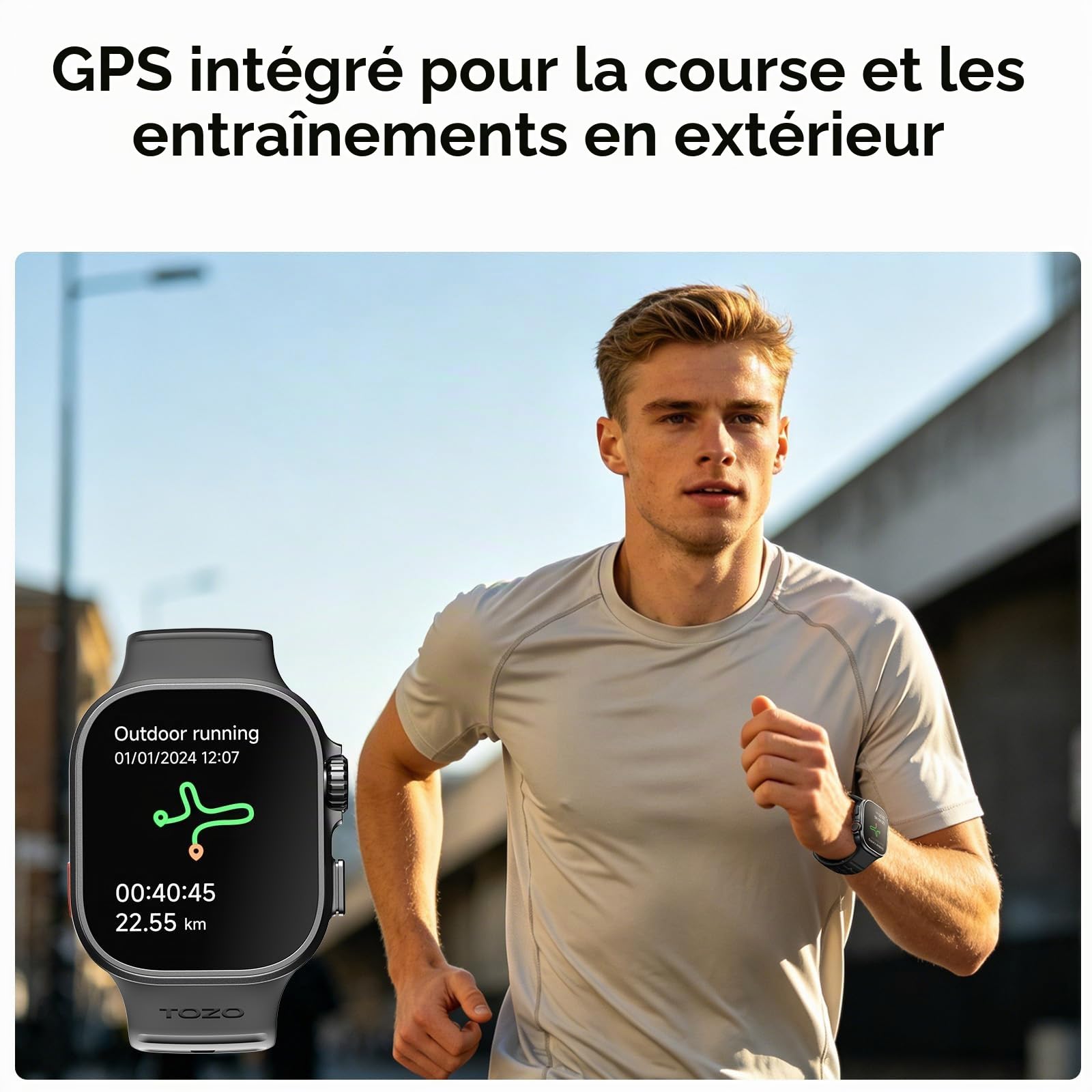 TOZO Watch 1 Montre Connectée, Tracker GPS d'Activité et de Fitness