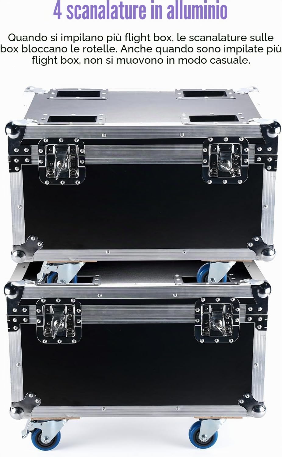 Flightcase per 180W Par LED, 62,5 x 41 x 45,5 cm, 15,3 KG, Valigetta di trasporto con Ruote e Maniglia Retrattile per un Facile Trasporto per Luci Par da Palco