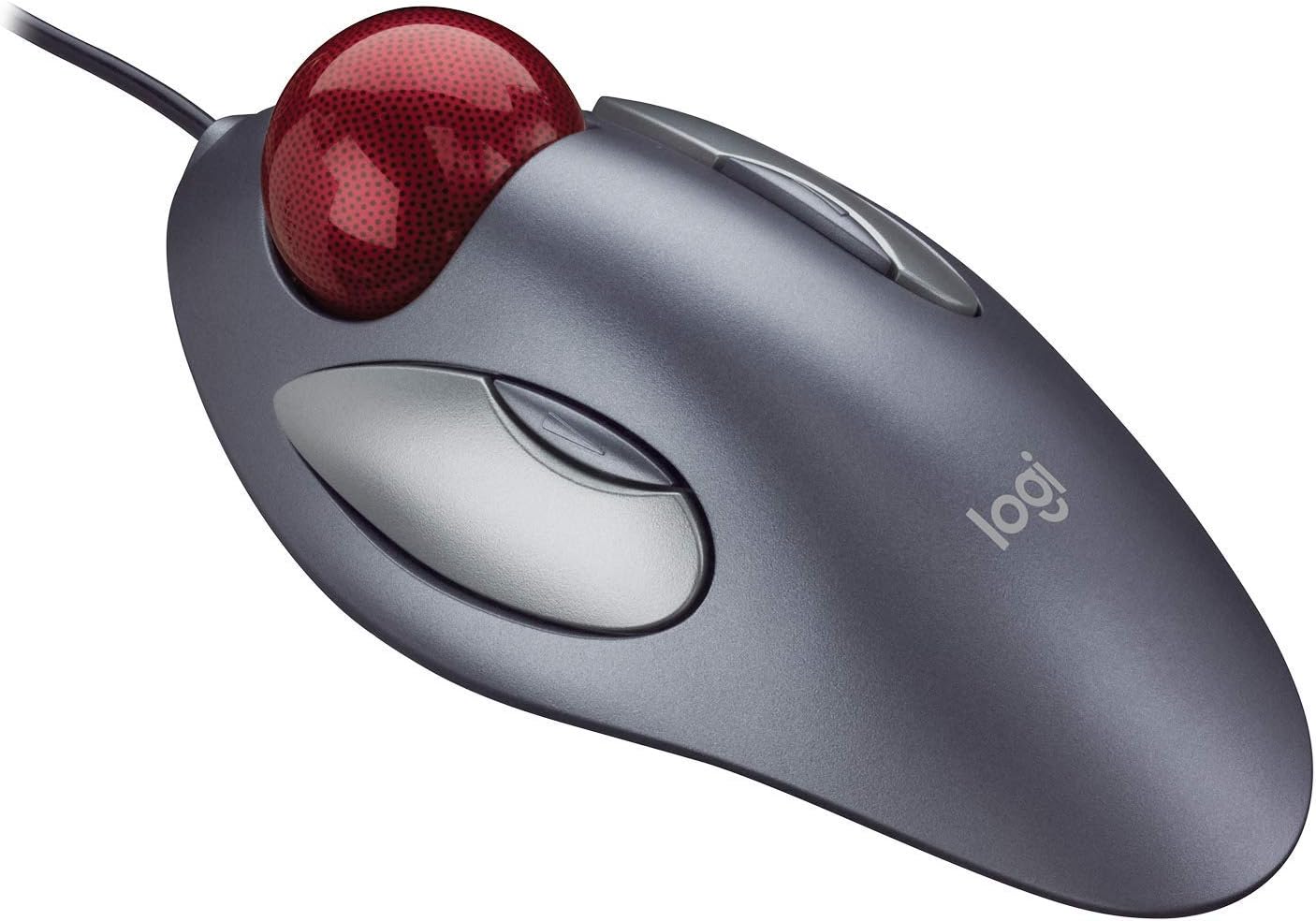 Logitech Trackman Marble Mouse, Four-Button, Programmable, Dark Gray (Renewed)