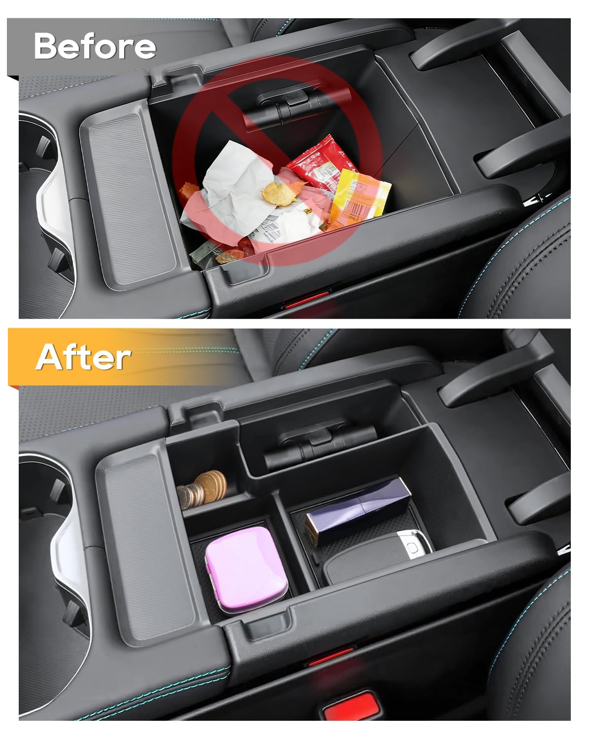 LFOTPP Compatible con BYD Seal U EV/DM-i 2024-2025 Caja de almacenamiento para consola central, reposabrazos central, guantera, bandeja organizadora con alfombrilla antideslizante