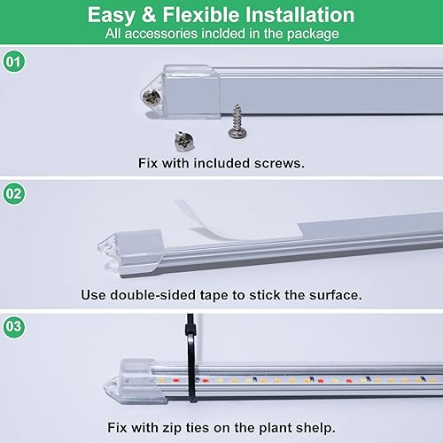 Miniatura 6 de LPMZMBL Tiras de luz de cultivo de 4 cabezales para plantas de interior con temporizador automático de encendidoapagado, 10 niveles regulables para
