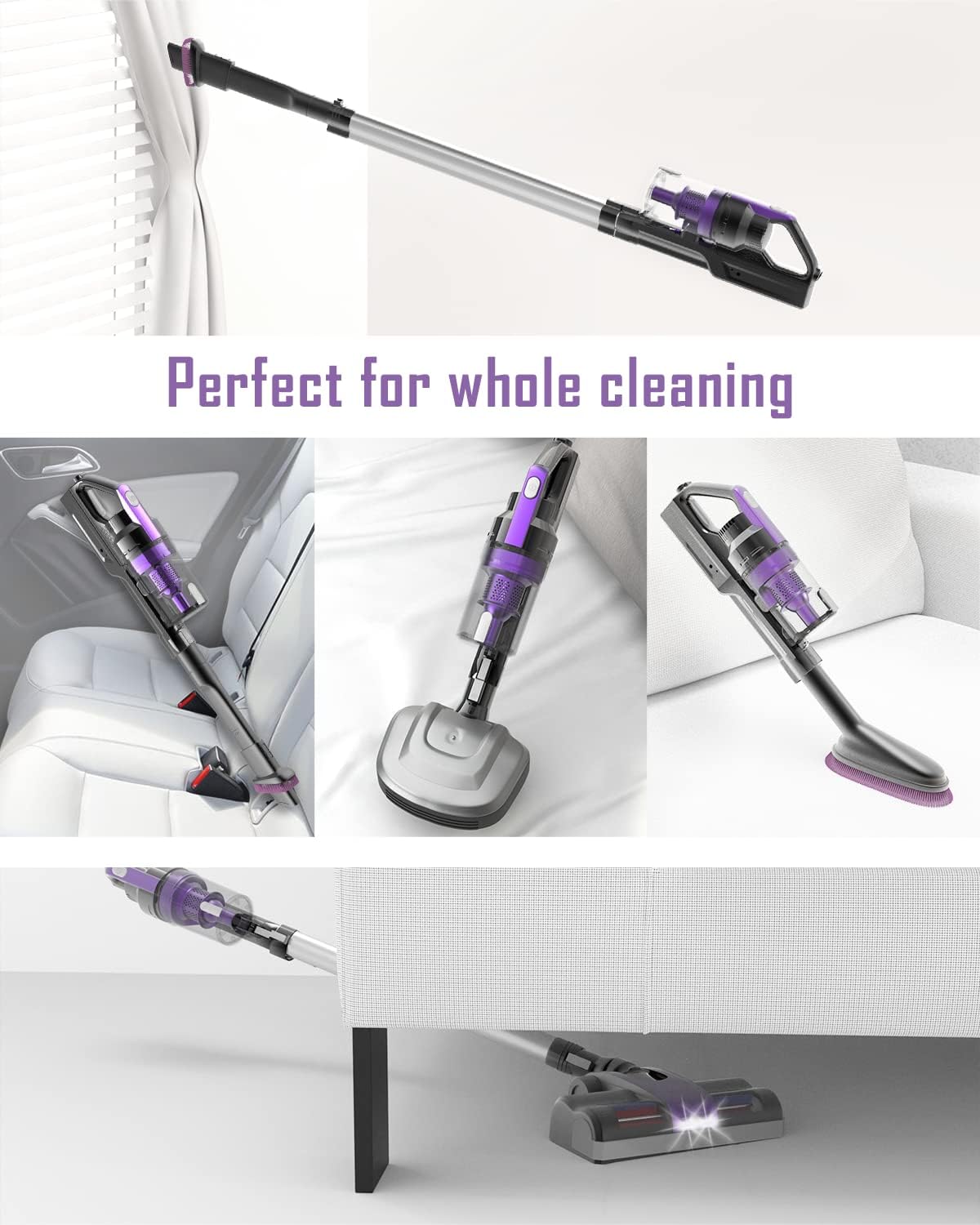 Cordless Vacuum Cleaner, 24Kpa Powerful Suction Stick Vacuum Cleaner, 6 in 1 Cordless Stick Vac, Up to 45 Minutes Runtime, Lightweight Handheld Vacuum for Hardwood Floor Carpet Carpet Pet Cleaning : Everything Else