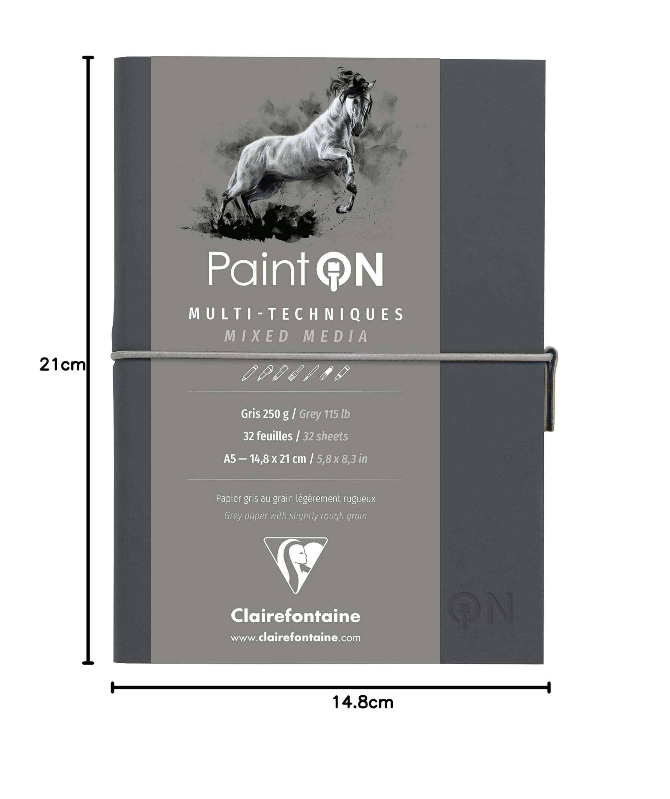 Clairefontaine 975184C Skizzenheft Paint'On 32 Blatt 250g Grau