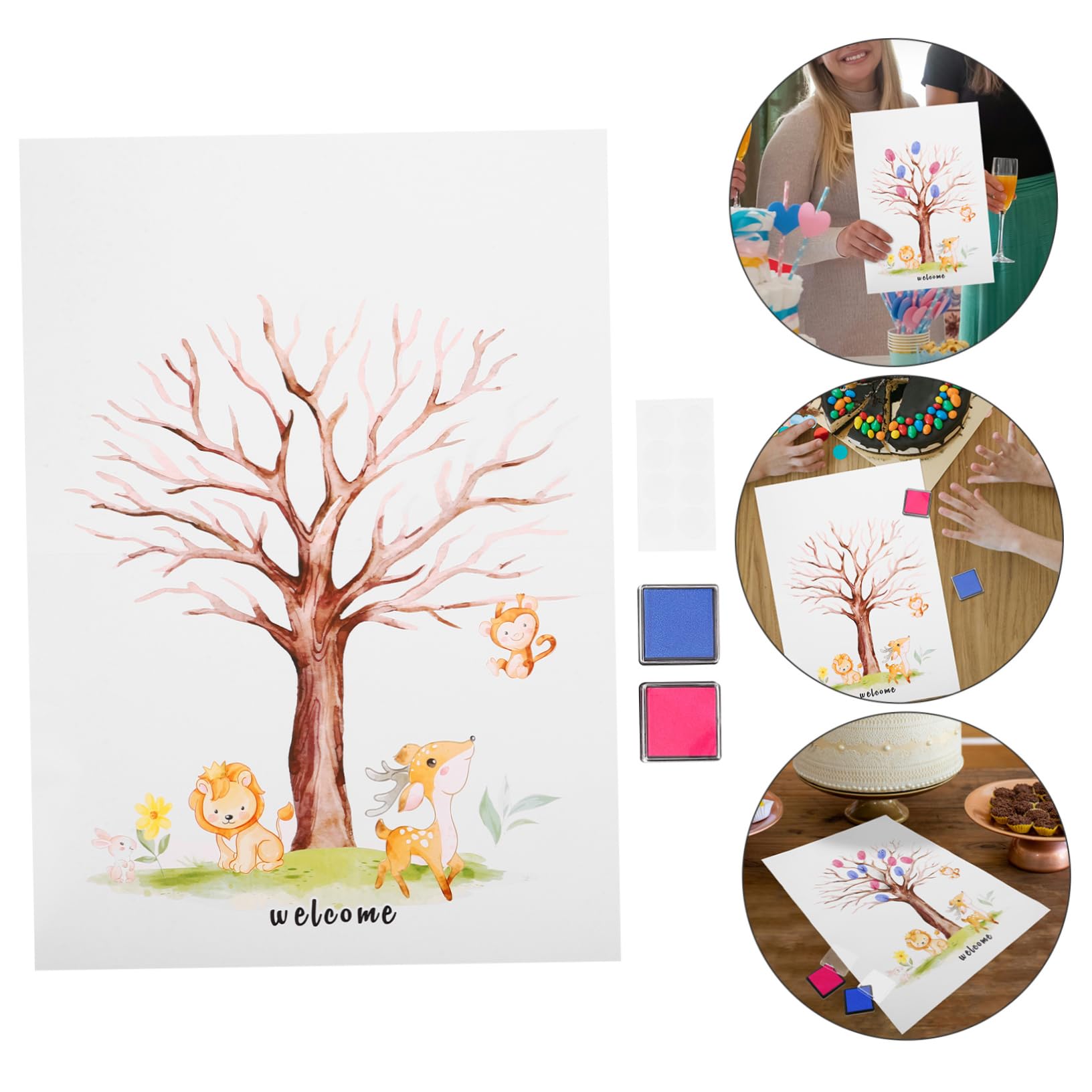 Alipis 3sätze Gender Reveal Fingerprint Tree Gästebuch Mit Poster Stempelkissen Für Shower Dekoration Und Unvergessliche Erinnerungen