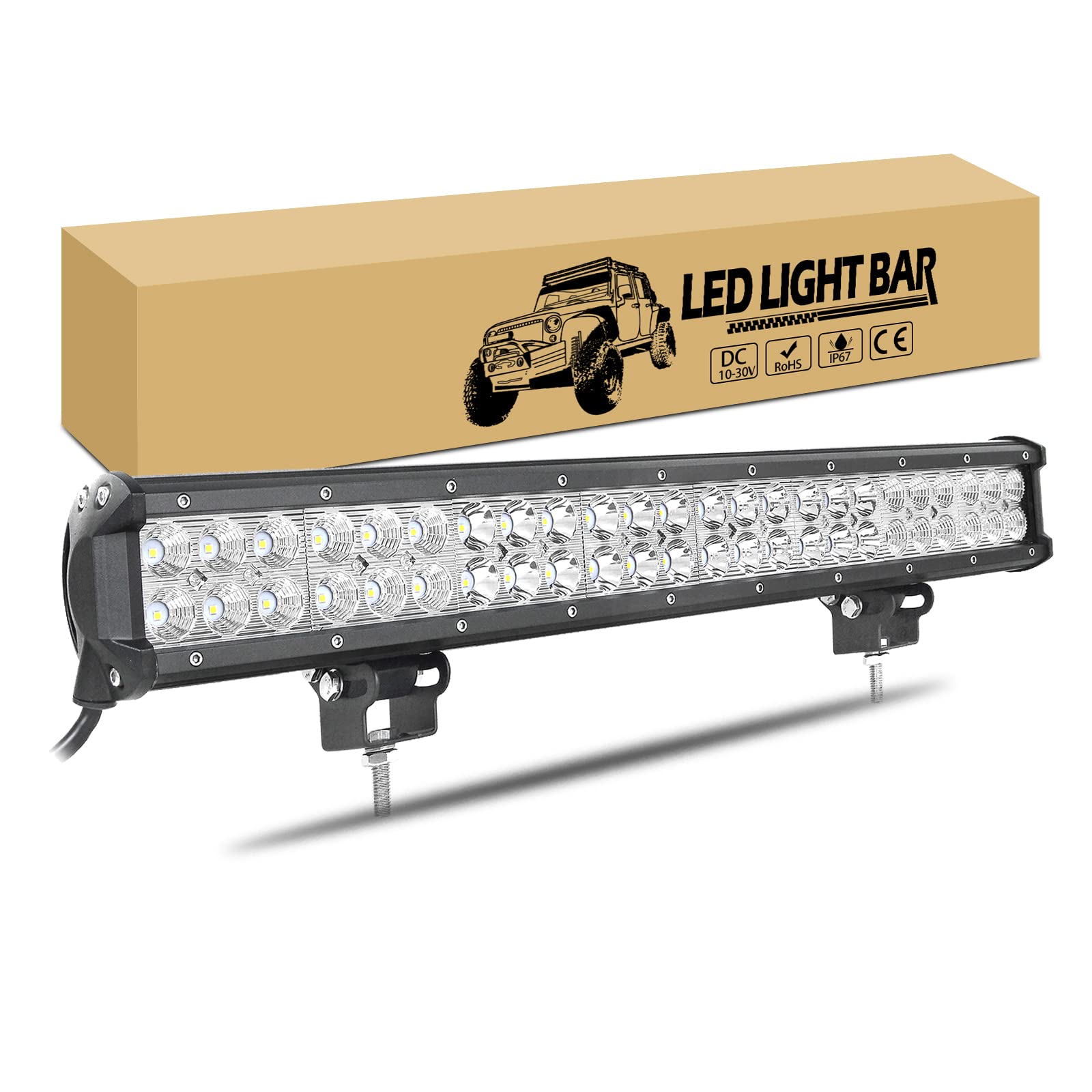 RIGIDON 58 cm 144W Pręt led 4x4, 12 V 24 V Pręt świetlny LED, prosty led bar do 4x4 Offroad pojazdy ciężarówki traktor, ATV, 6000K światło przeciwmgielne