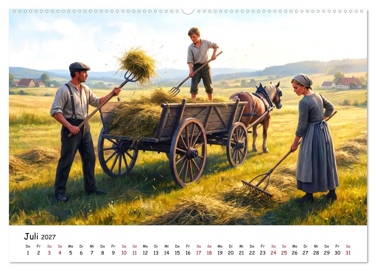 Zwischen Feld und Hof - Landleben vor über hundert Jahren (hochwertiger Premium Wandkalender 2027 DIN A2 quer), Kunstdruck in Hochglanz: Arbeit, Ruhe ... im frühen 20. Jahrhundert. (CALVENDO Kunst)