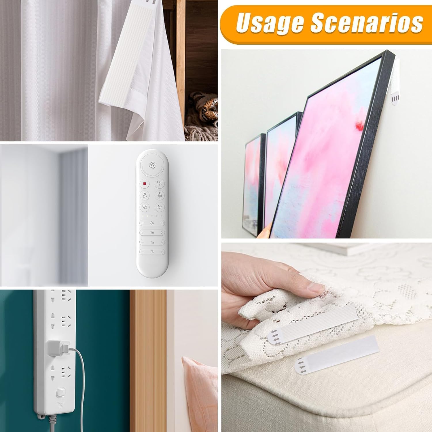 KASQUE® 48 Pairs (96 Strips) Heavy Duty Picture Hanging Strips, Damage Free Adhesive Mounting Strips, No Nails Photo Frame Hangers, Sticky Hook and Loop Tapes for Canvas, Posters & Wall Decor