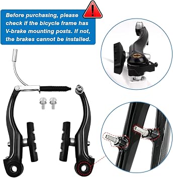 V-Type Bike Brake Set, Complete Universal Bike Front and Rear MTB Brake, Bicycle Brakes, Inner and Outer Cables, Include Brakes Lever Calipers Multi-Tool Wrenches