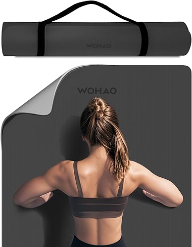 Miniatura 15 de Tapete de yoga extra grueso de 0.315 pulgadas, 72 x 28 pulgadas, tapete de ejercicio antideslizante, reversible de 2 lados de doble color, material